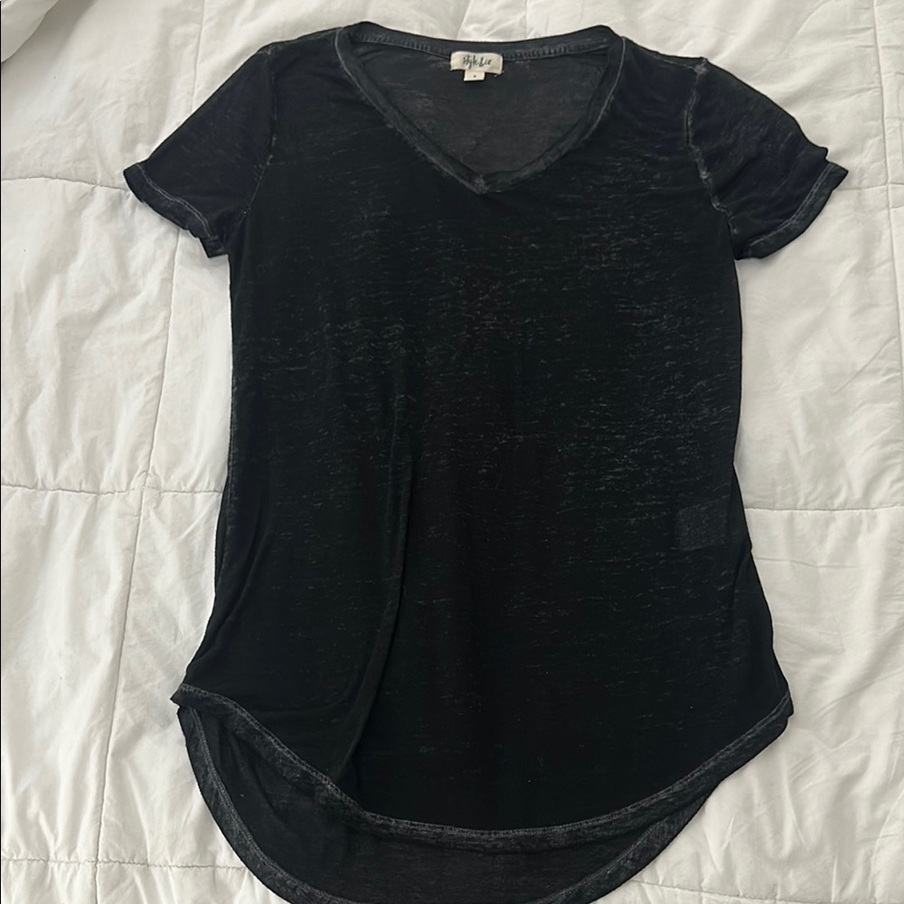 Style & Co. Black and Gray Short Sleeve T-Shirt